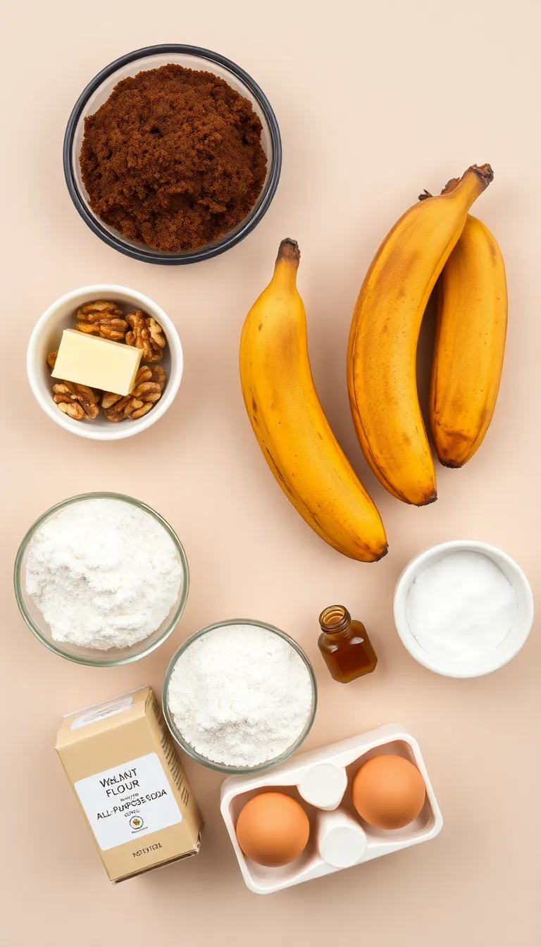 Banana Bread with Walnuts and Brown Sugar – A Cozy Homemade Classic — ingredients