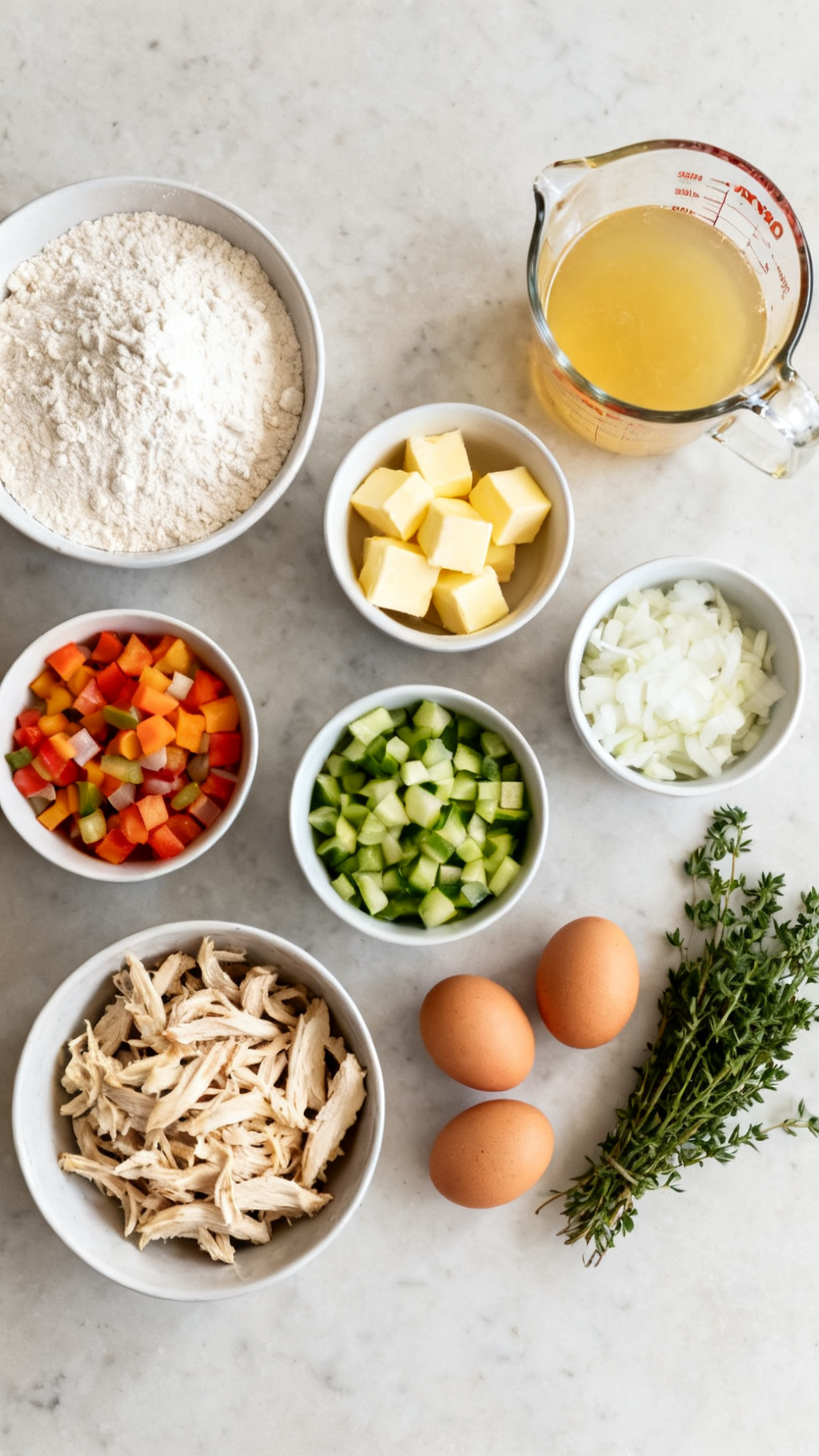 Classic Chicken Pot Pie with Flaky Butter Crust – Homestyle Comfort in Every Bite — ingredients