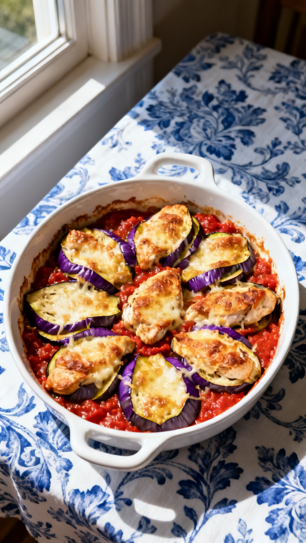 Mediterranean Chicken and Eggplant Gratin