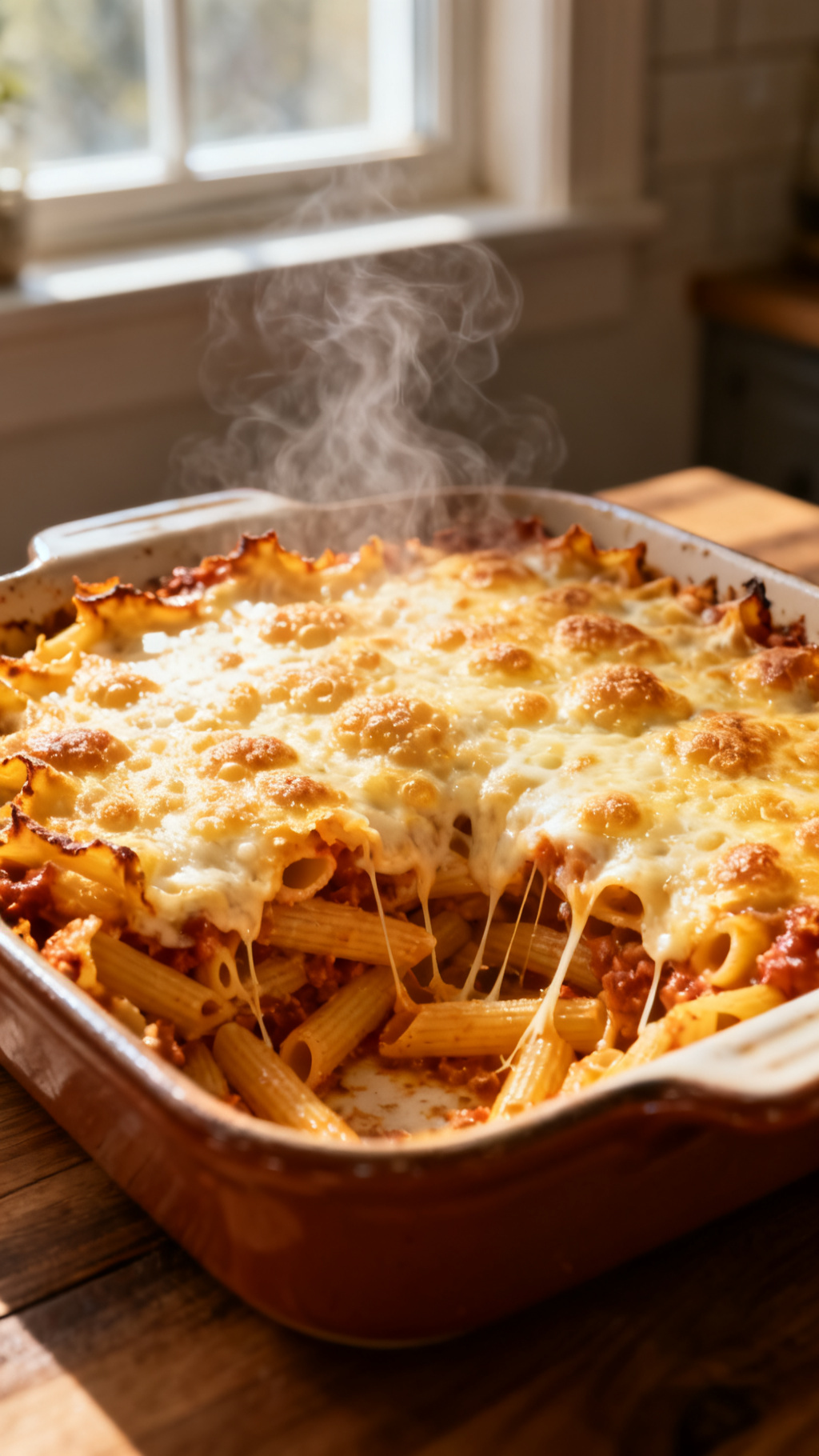 Baked Ziti with Ricotta, Mozzarella & Marinara