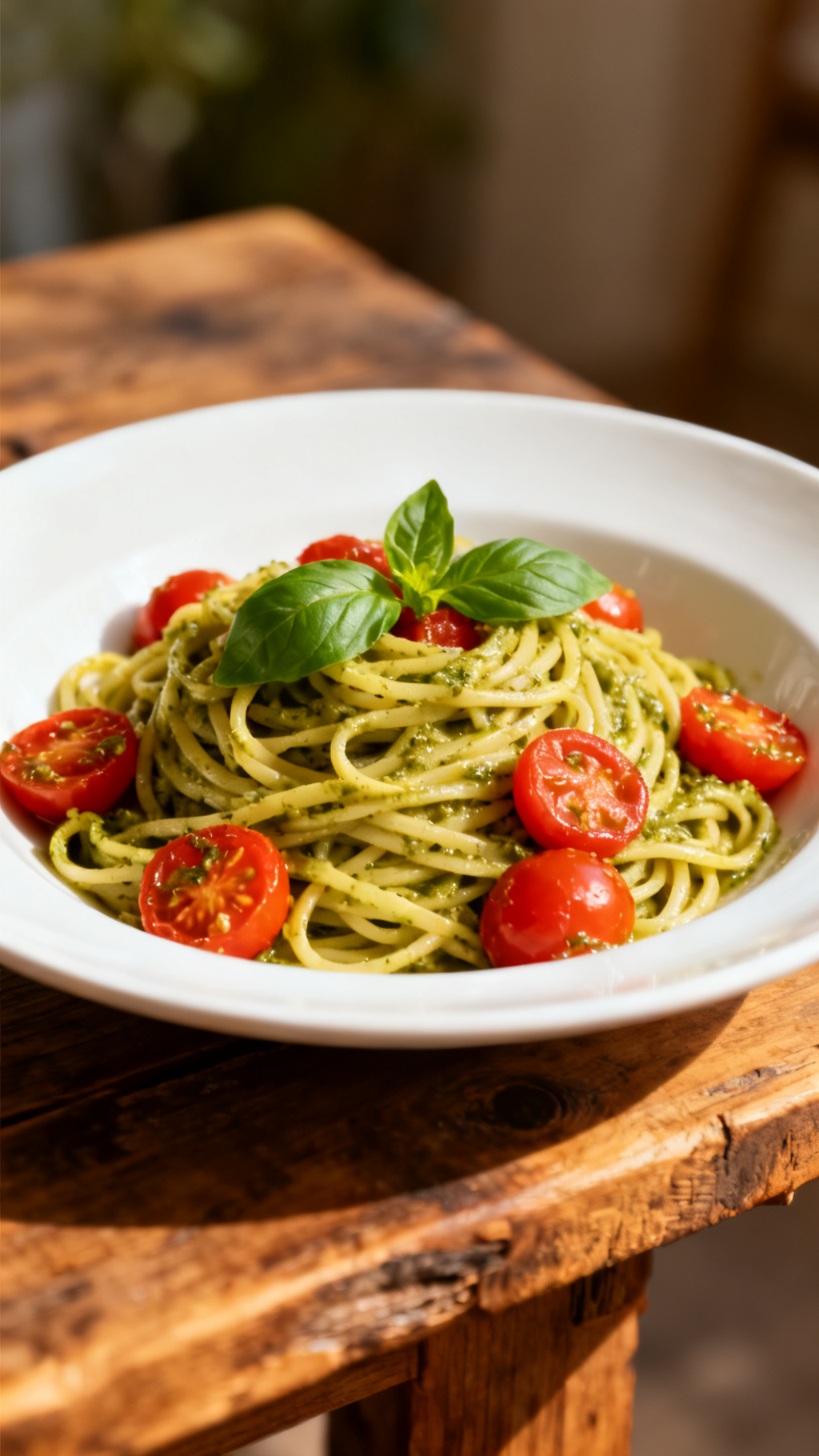 Creamy Pesto Pasta With Burst Cherry Tomatoes