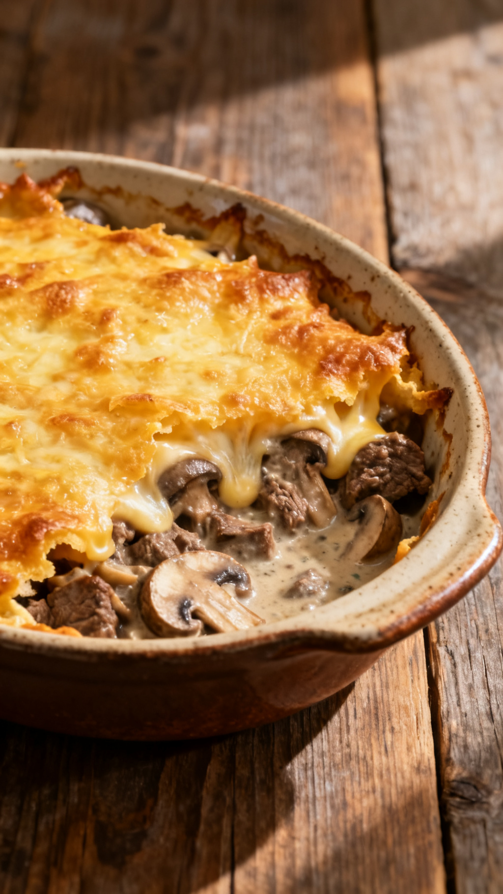 Creamy Mushroom and Beef Rice Casserole