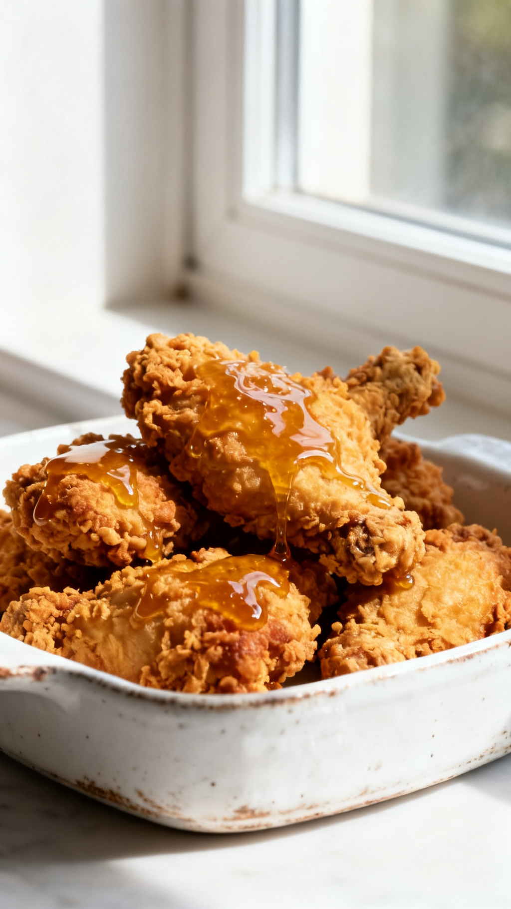 Buttermilk Fried Chicken with Honey Drizzle – Sweet and Savory Perfection