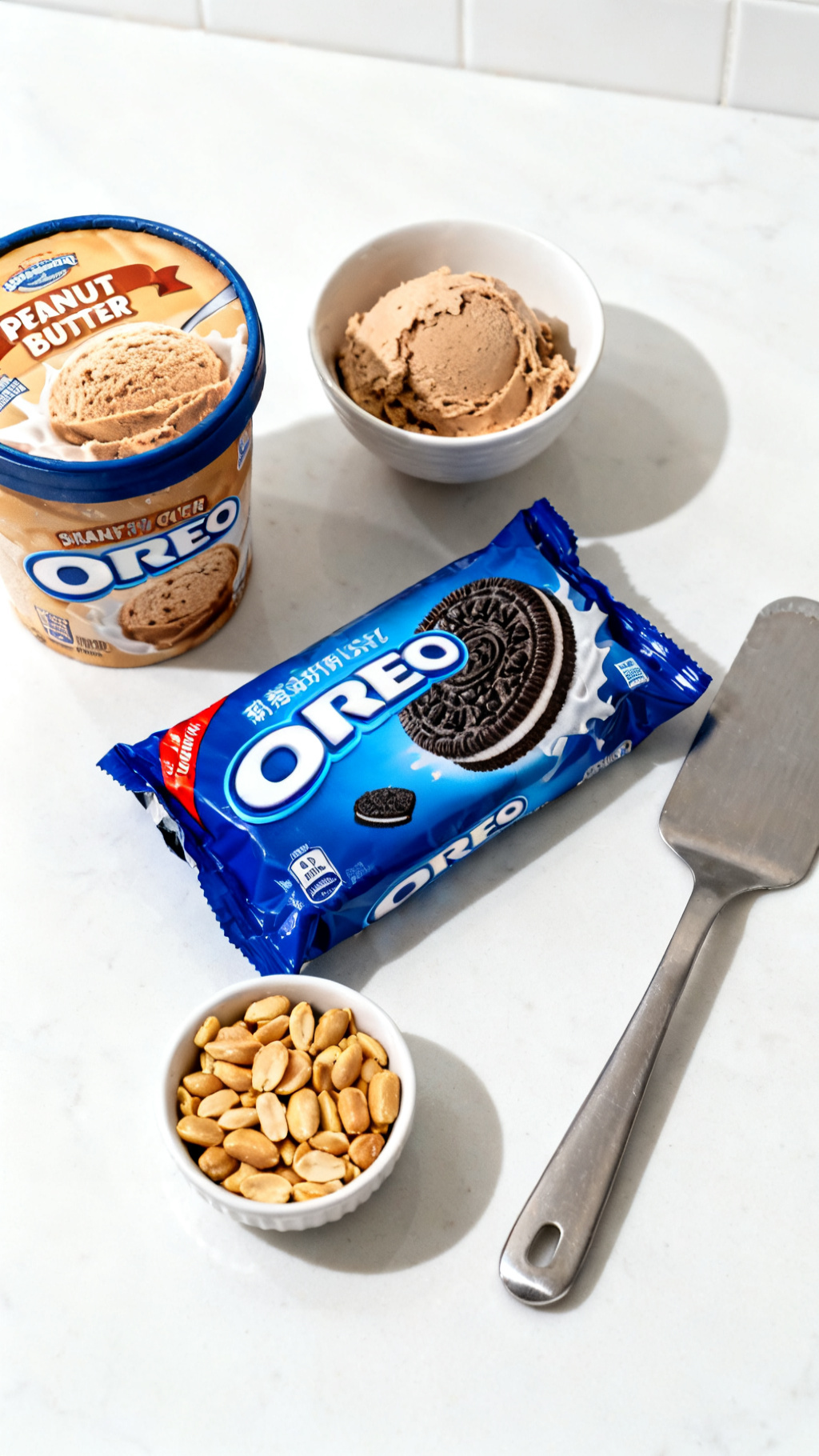 Peanut Butter Oreo Ice Cream Sandwiches – The Easiest Frozen Treat — ingredients