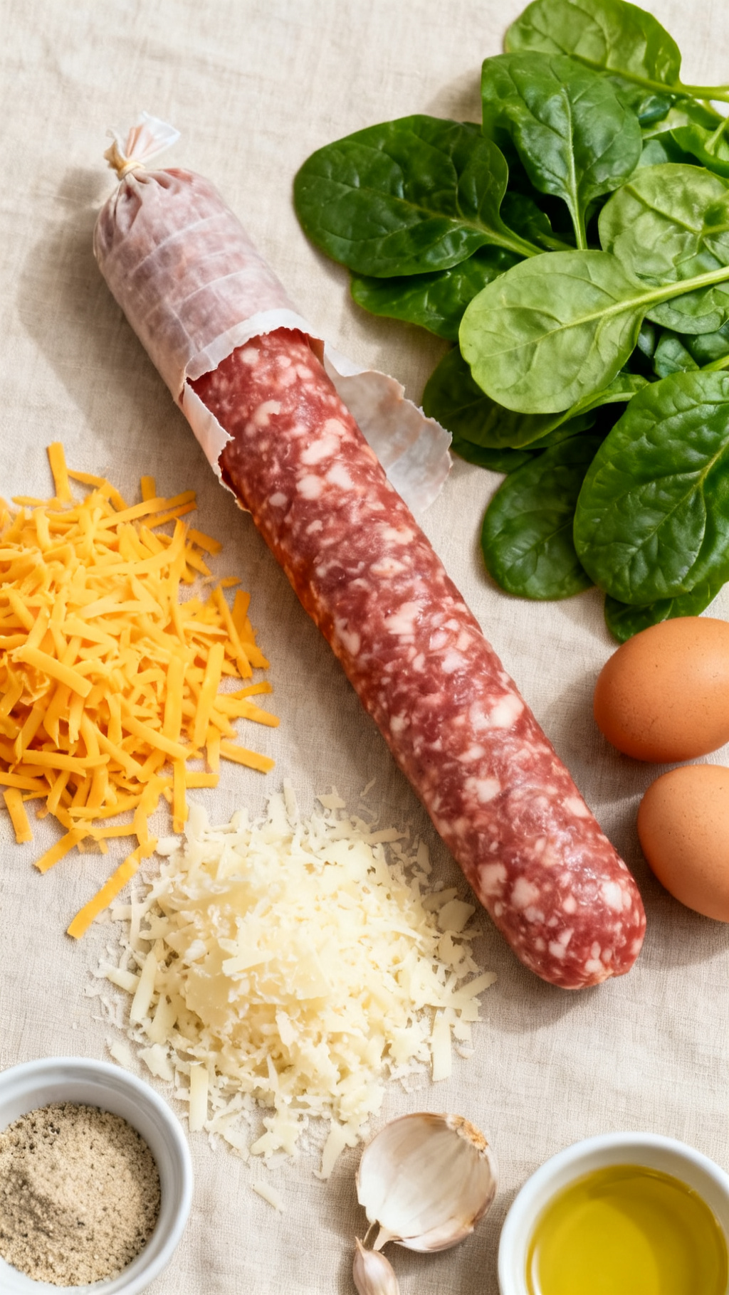 Keto Sausage, Spinach & Cheese Casserole – Easy, Flavorful & Keto-Friendly — ingredients