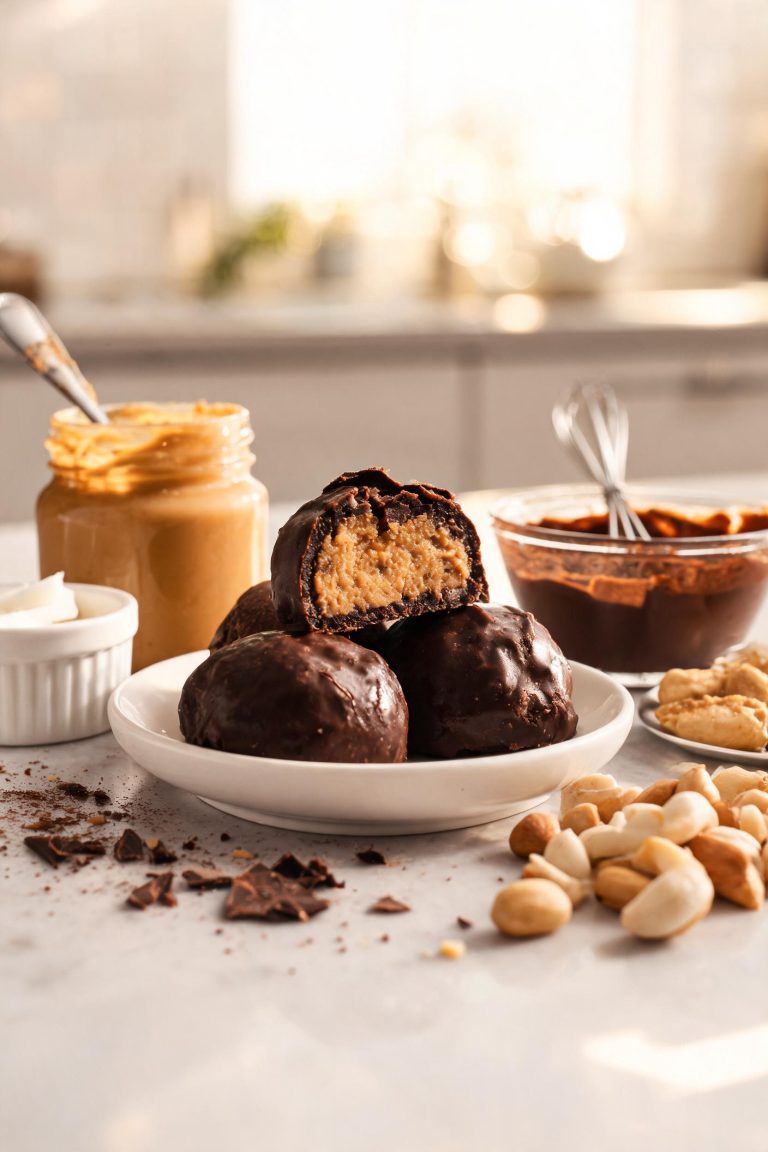Keto Chocolate Peanut Butter Fat Bombs Made with Simple Ingredients